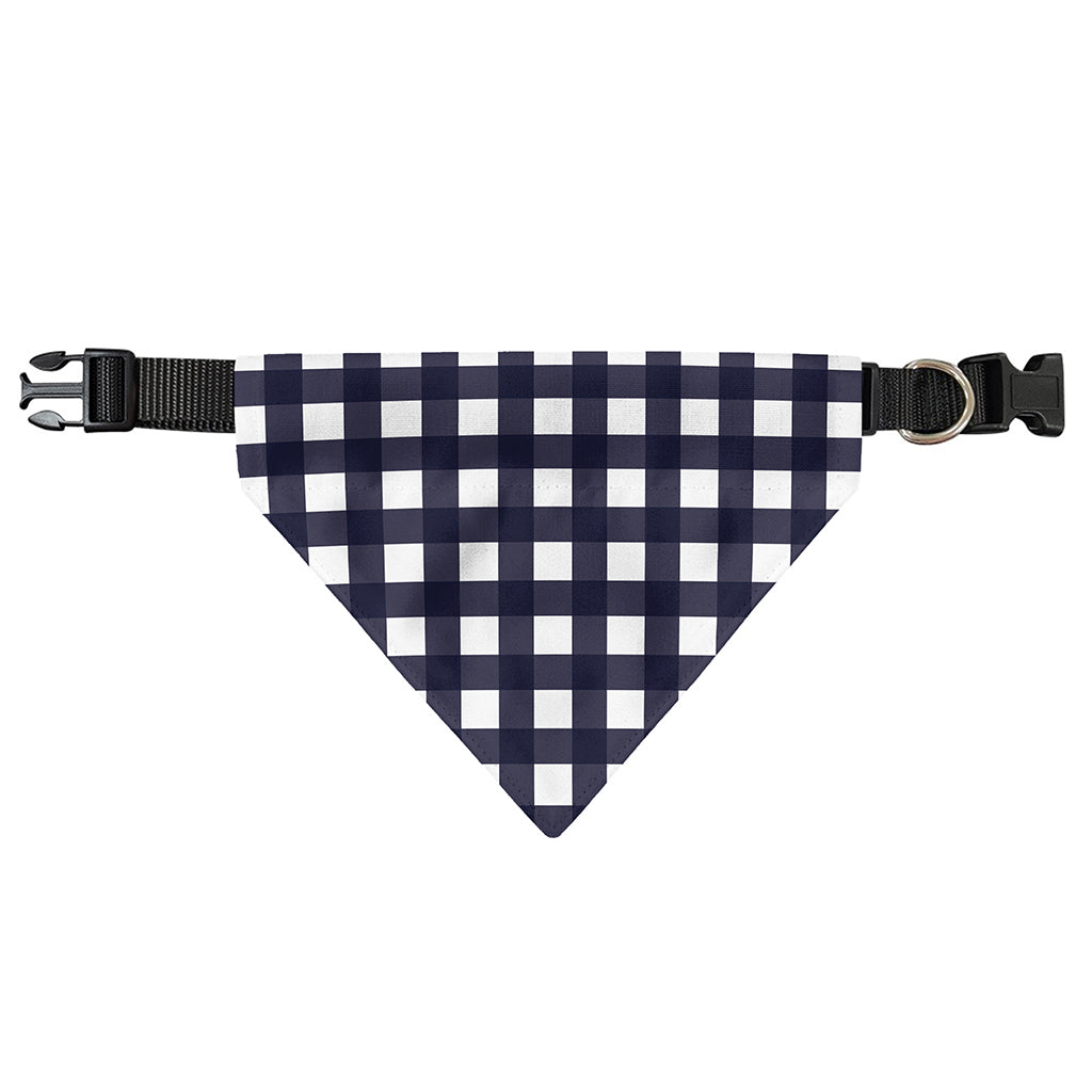 Navy And White Check Pattern Print Over The Collar Dog Bandana