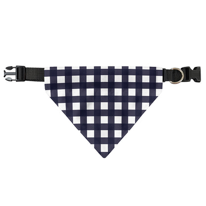 Navy And White Check Pattern Print Over The Collar Dog Bandana