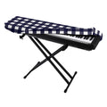 Navy And White Check Pattern Print Piano Keyboard Cover