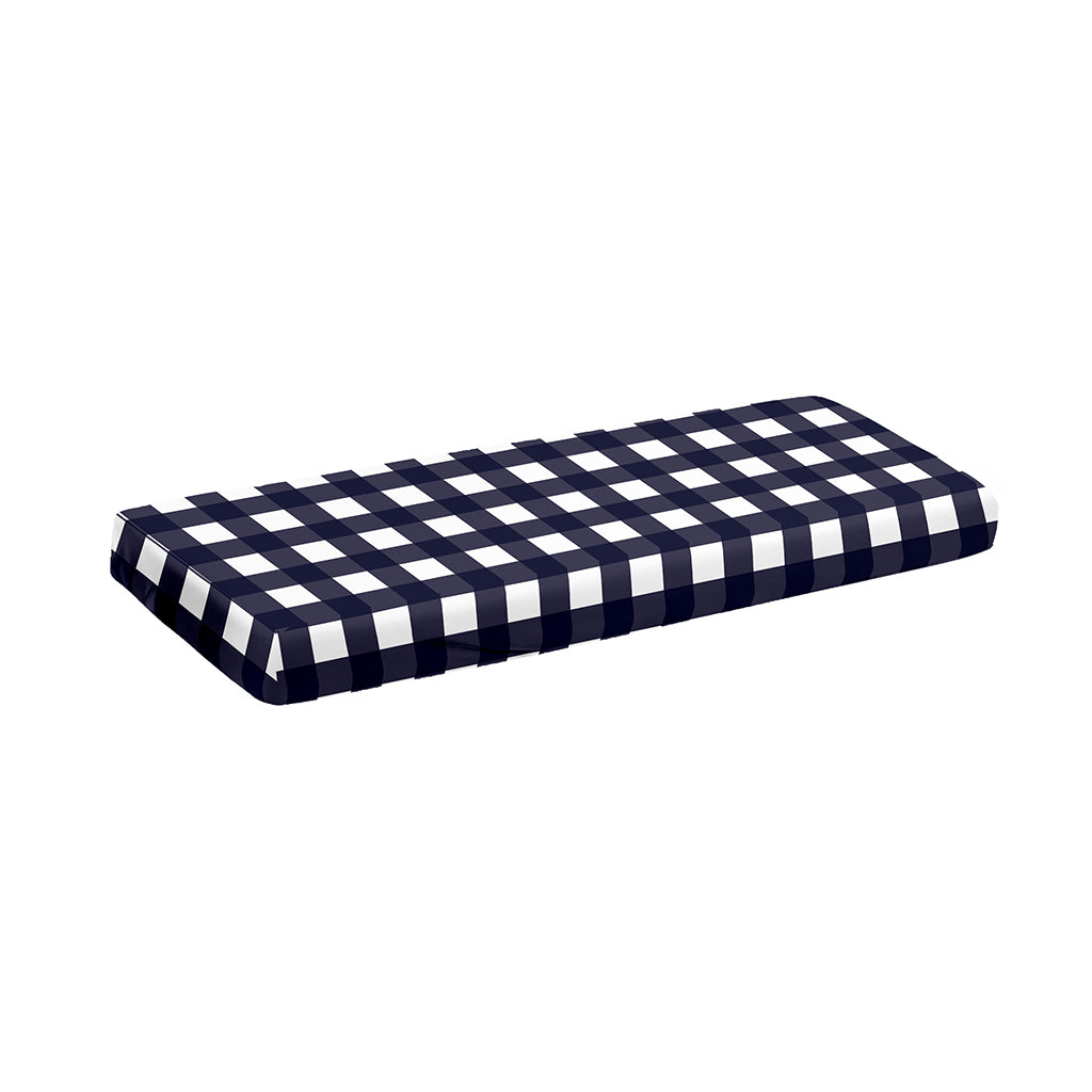 Navy And White Check Pattern Print Piano Keyboard Cover