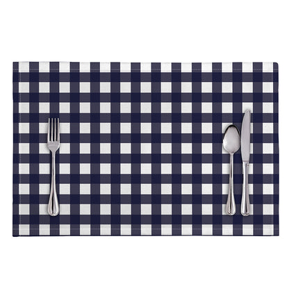 Navy And White Check Pattern Print Placemat