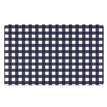 Navy And White Check Pattern Print Polyester Doormat