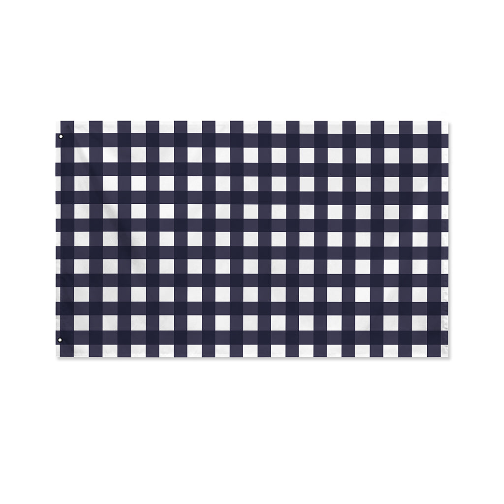 Navy And White Check Pattern Print Polyester Flag