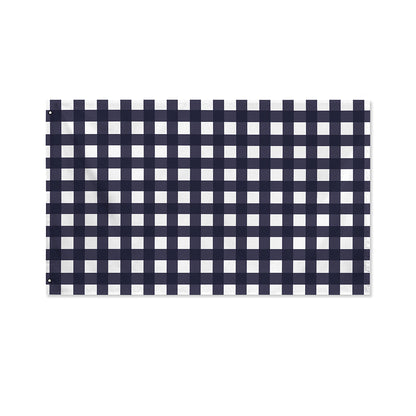 Navy And White Check Pattern Print Polyester Flag