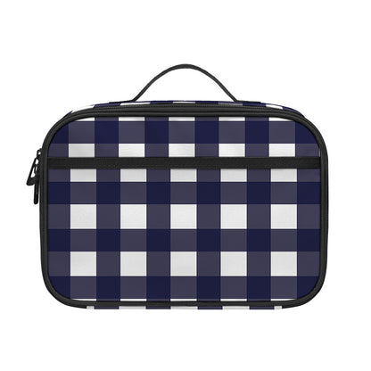 Navy And White Check Pattern Print Portable Lunch Bag