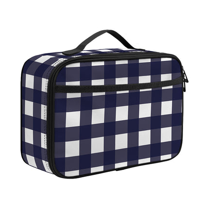 Navy And White Check Pattern Print Portable Lunch Bag
