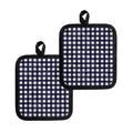 Navy And White Check Pattern Print Pot Holders