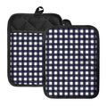 Navy And White Check Pattern Print Pot Holders With Pocket