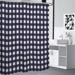 Navy And White Check Pattern Print Premium Shower Curtain