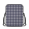 Navy And White Check Pattern Print Rectangular Crossbody Bag