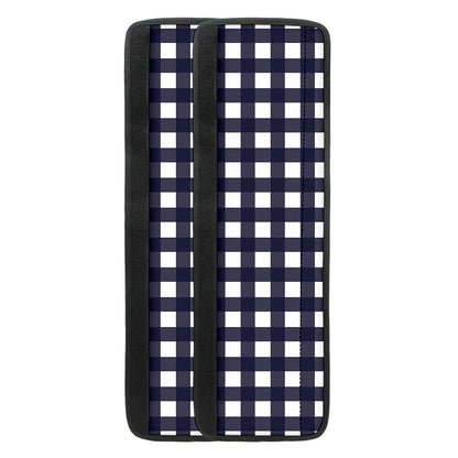 Navy And White Check Pattern Print Refrigerator Handle Covers