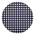 Navy And White Check Pattern Print Round Blanket