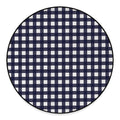 Navy And White Check Pattern Print Round Floor Mat