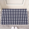 Navy And White Check Pattern Print Rubber Doormat