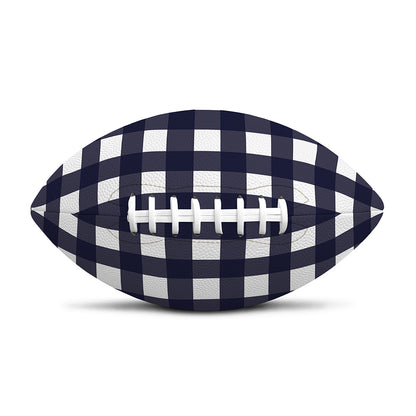 Navy And White Check Pattern Print Rugby Ball