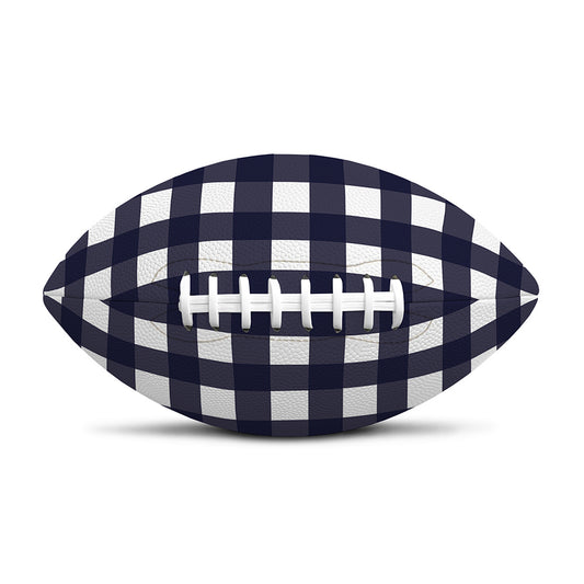 Navy And White Check Pattern Print Rugby Ball