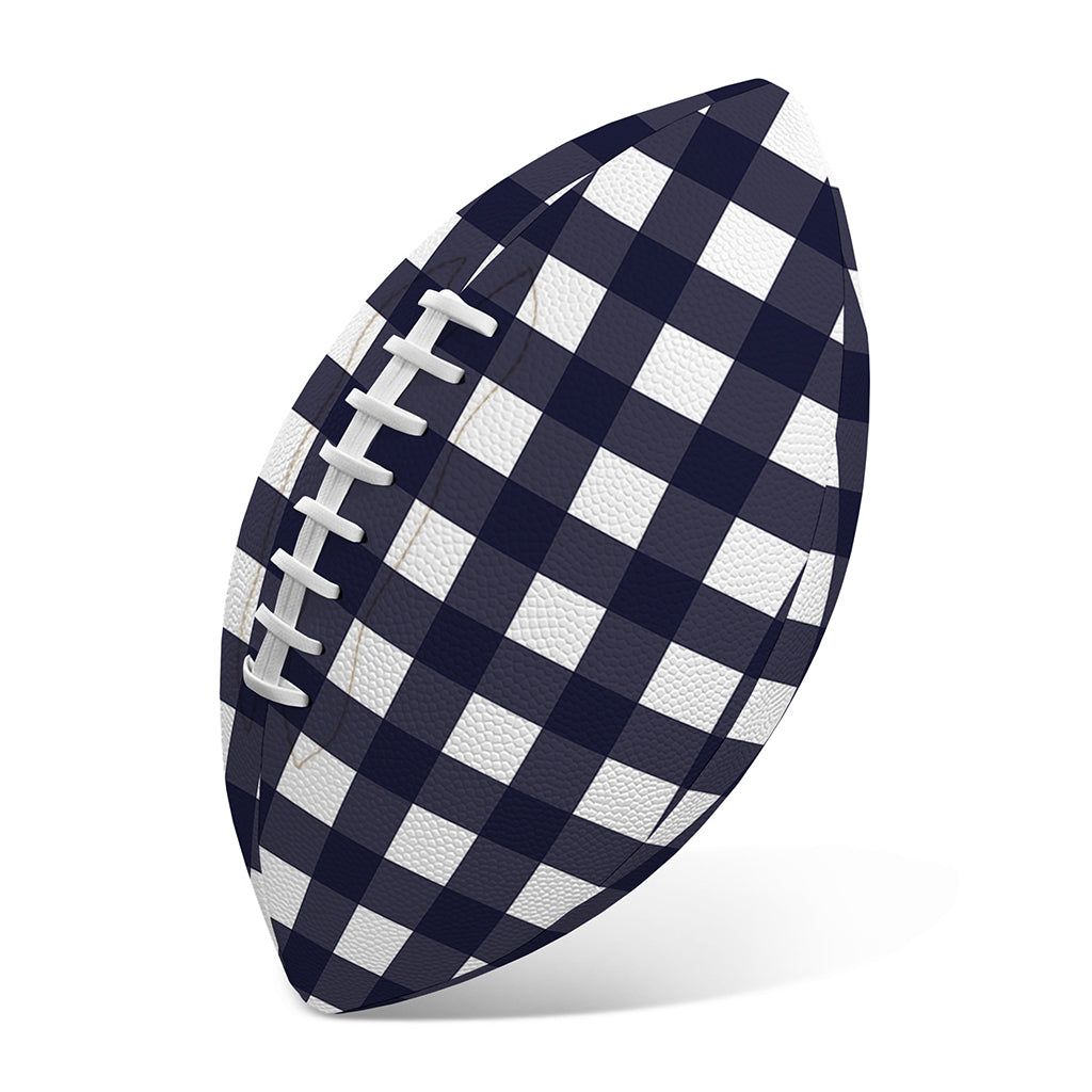 Navy And White Check Pattern Print Rugby Ball