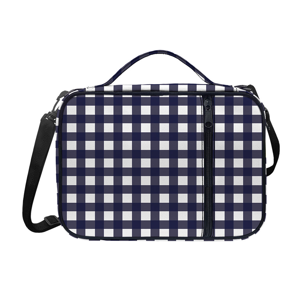 Navy And White Check Pattern Print Shoulder Strap Bible Bag