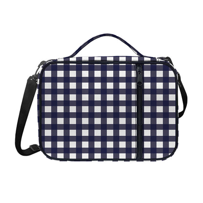 Navy And White Check Pattern Print Shoulder Strap Bible Bag