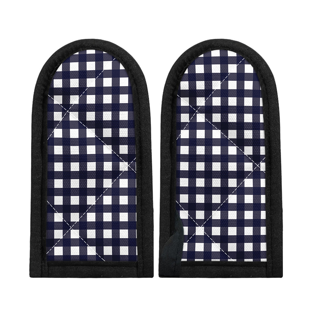 Navy And White Check Pattern Print Skillet Handle Cover
