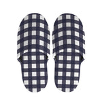 Navy And White Check Pattern Print Slippers