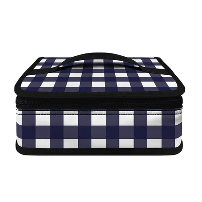 Navy And White Check Pattern Print Small Lunch Bag