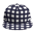 Navy And White Check Pattern Print Snapback Cap