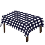 Navy And White Check Pattern Print Tablecloth