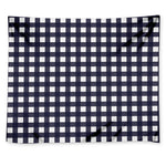 Navy And White Check Pattern Print Tapestry