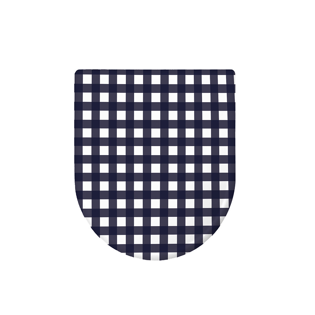 Navy And White Check Pattern Print Toilet Lid Cover