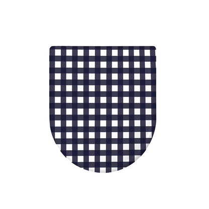 Navy And White Check Pattern Print Toilet Lid Cover