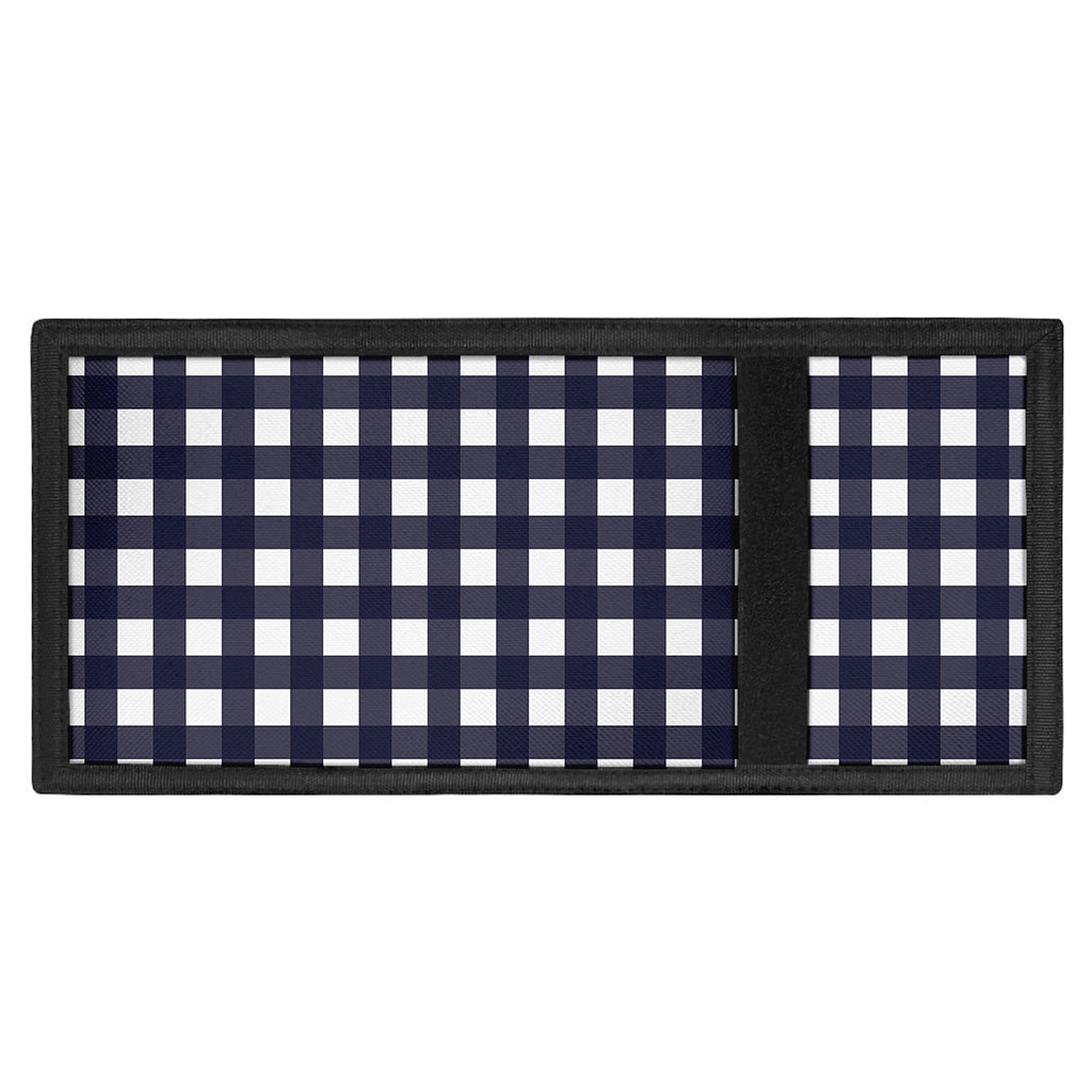 Navy And White Check Pattern Print Trifold Wallet