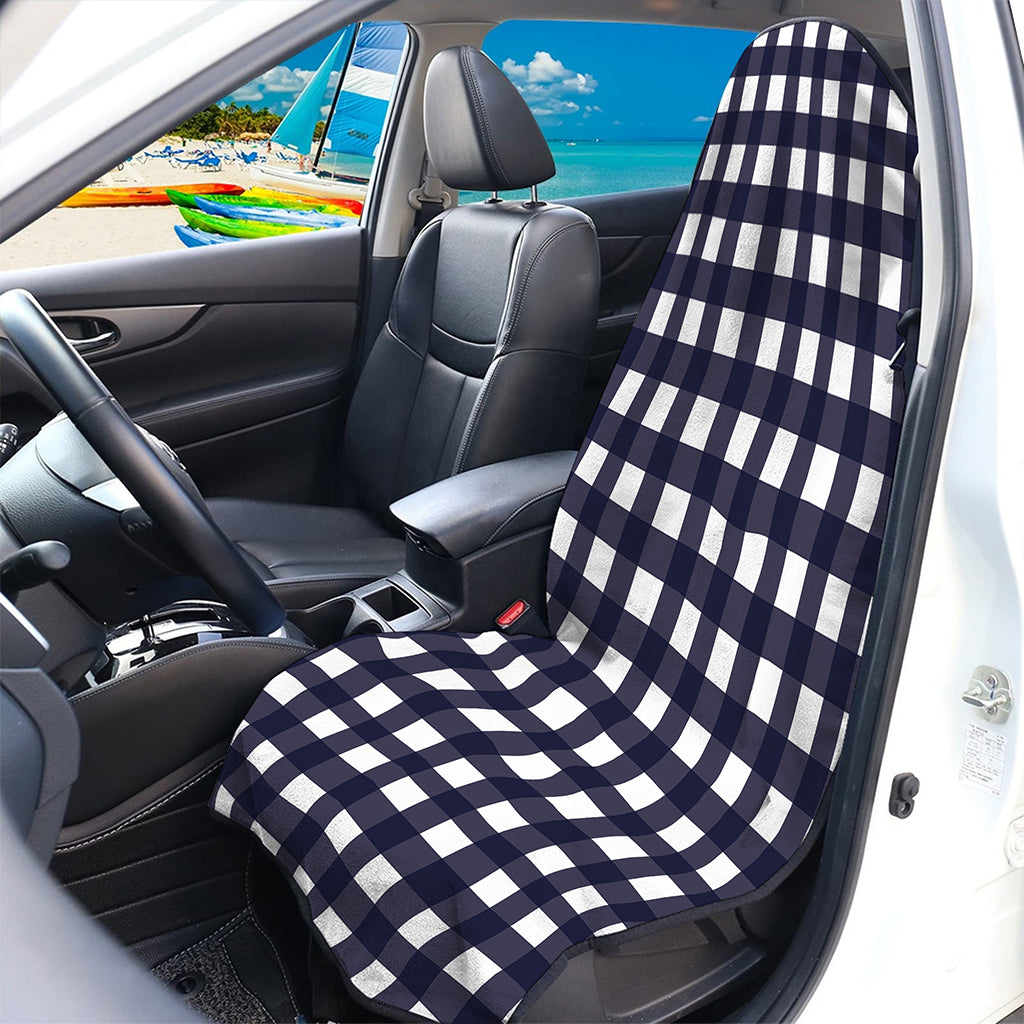 Navy And White Check Pattern Print Waterproof Car Seat Cover