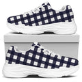 Navy And White Check Pattern Print White Chunky Shoes