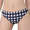 Navy And White Check Pattern Print Women's Panties