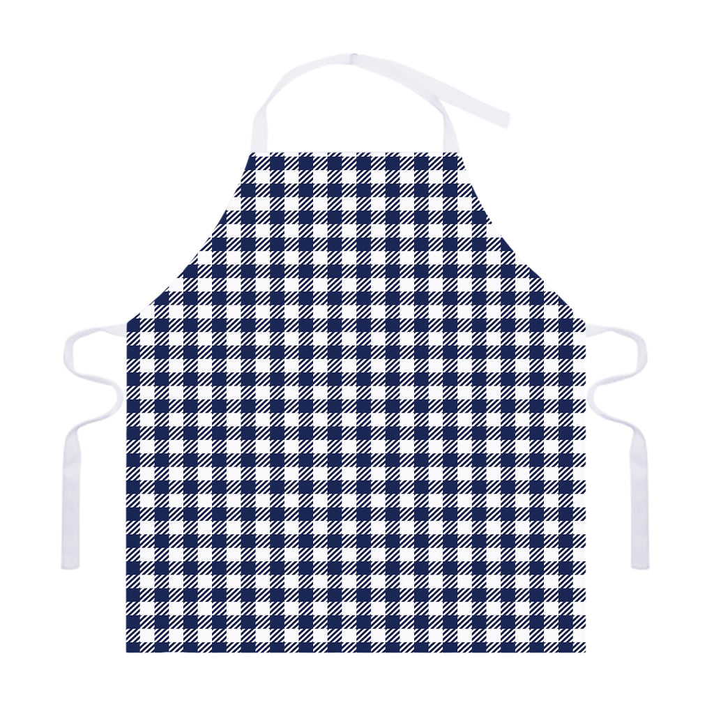 Navy And White Gingham Pattern Print Adjustable Apron