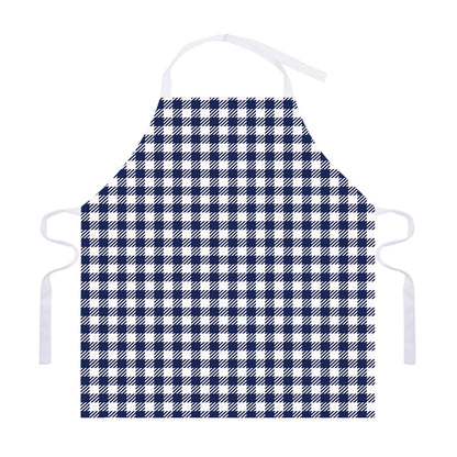 Navy And White Gingham Pattern Print Adjustable Apron