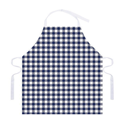 Navy And White Gingham Pattern Print Adjustable Apron
