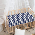 Navy And White Gingham Pattern Print Baby Crib Sheet
