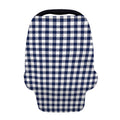 Navy And White Gingham Pattern Print Baby Seat Cover