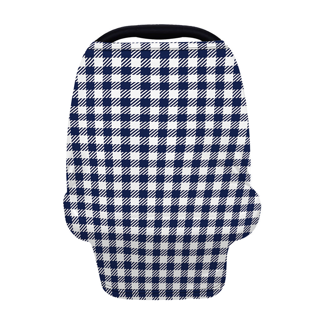 Navy And White Gingham Pattern Print Baby Seat Cover