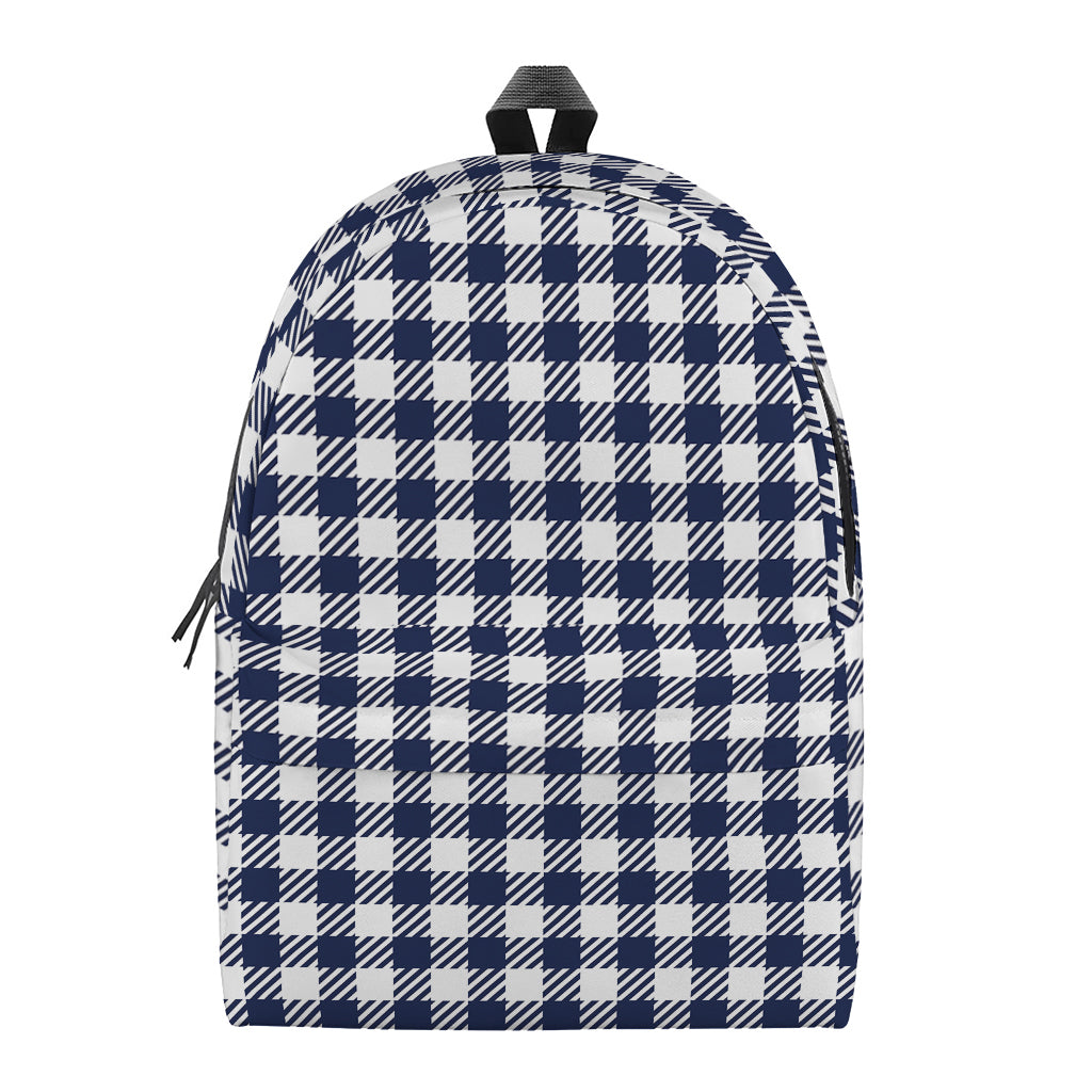 Navy And White Gingham Pattern Print Backpack