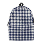 Navy And White Gingham Pattern Print Backpack