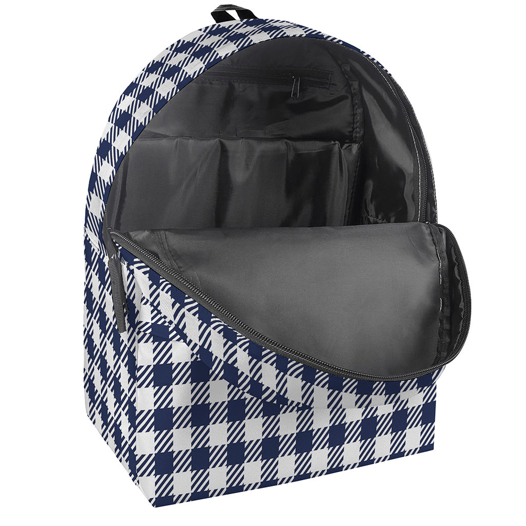 Navy And White Gingham Pattern Print Backpack