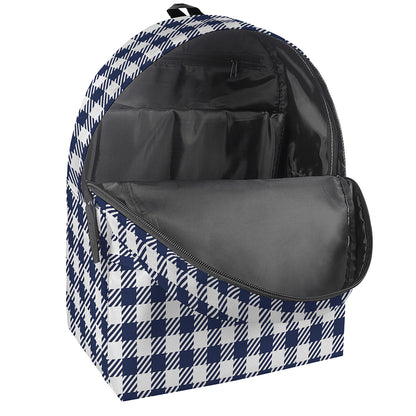 Navy And White Gingham Pattern Print Backpack