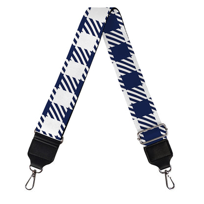 Navy And White Gingham Pattern Print Bag Strap