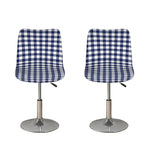 Navy And White Gingham Pattern Print Bar Stool Covers