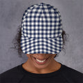 Navy And White Gingham Pattern Print Baseball Cap