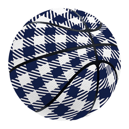 Navy And White Gingham Pattern Print Basketball