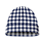 Navy And White Gingham Pattern Print Beanie